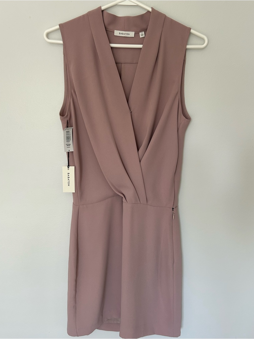 NWT Babaton Phoenix Dress Size 4 Quarry Faux Wrap Mini Sheath Aritzia